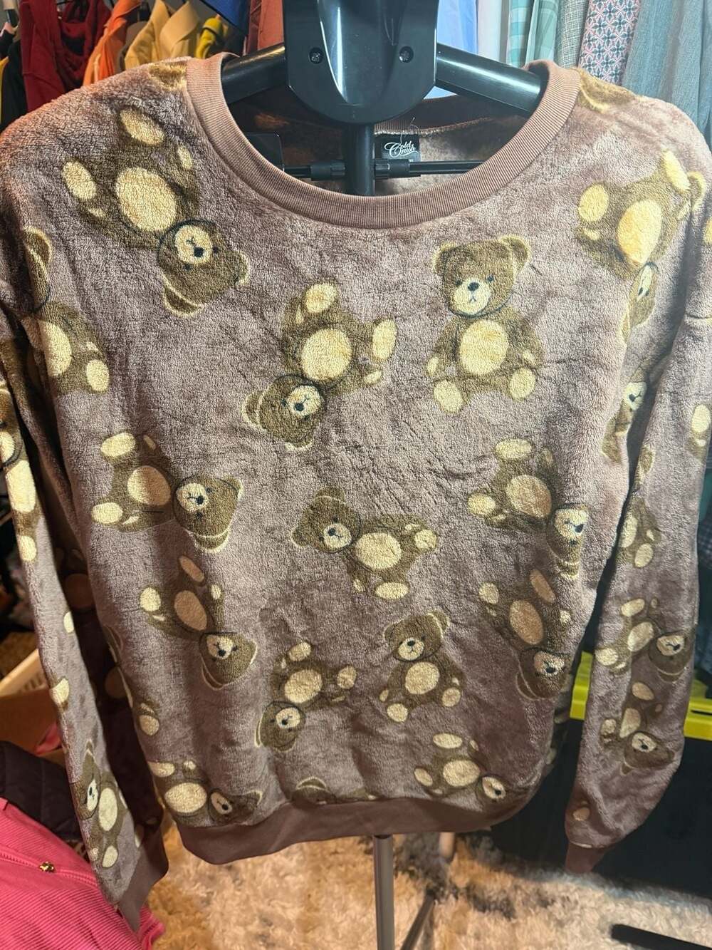 Cold Crush Teddy Bear Sherpa Sweatshirt Size XL Brown Fleece Pullover